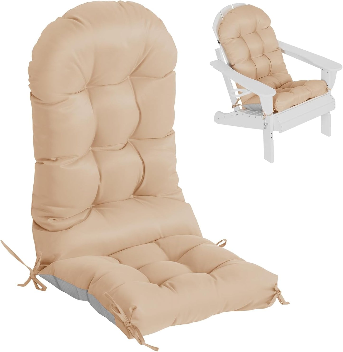 47x19.6x4 Inch, Adirondack Chair Cushion, Extra Thick High Back Rocking Chair Cushion Folding Patio Pads with Ties