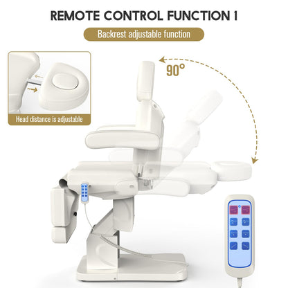 Dolonm 4 Motor Electric Chair/Bed, Aluminum Hydraulic System for Medical Treatment Exam, Facial, Spa, Eyelash, Tattoo, Podiatry Treatment Beauty Massage, Hand Remote Controlled Adjustable - White