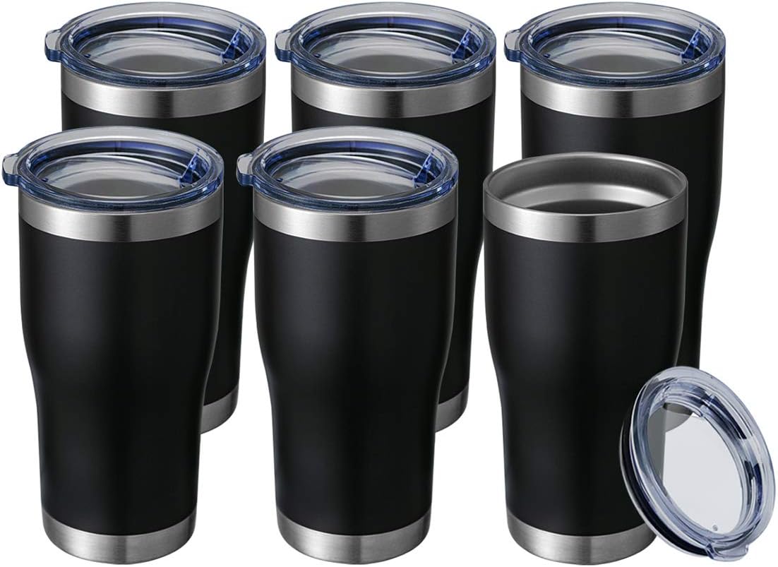 20 oz 6 Pack HASLE OUTFITTERS Tumbler Bulk, Stainless Steel Tumblers with Lid, Vacuum Insulated Tumbler, Double Wall