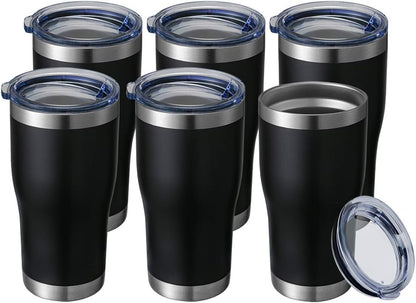 20 oz 6 Pack HASLE OUTFITTERS Tumbler Bulk, Stainless Steel Tumblers with Lid, Vacuum Insulated Tumbler, Double Wall