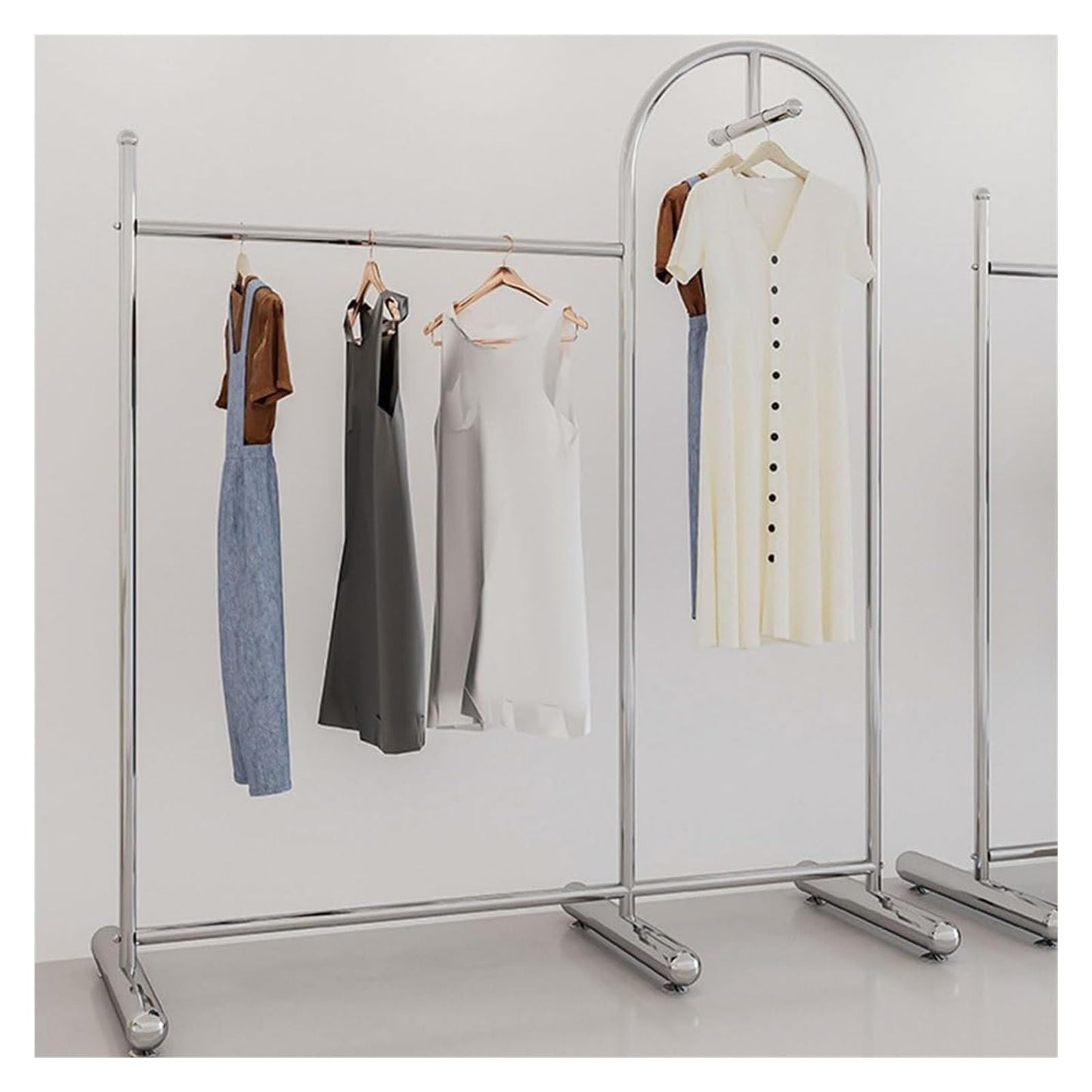 CUTPOIY Clothes Rail Garment Rack Commercial Heavy Duty Garment Rack, Stainless Steel Clothing Rack Free Standing Coat Rack for Bedroom Clothes Drying Rack for Hanging Clothes, Silver-130x40x170cm