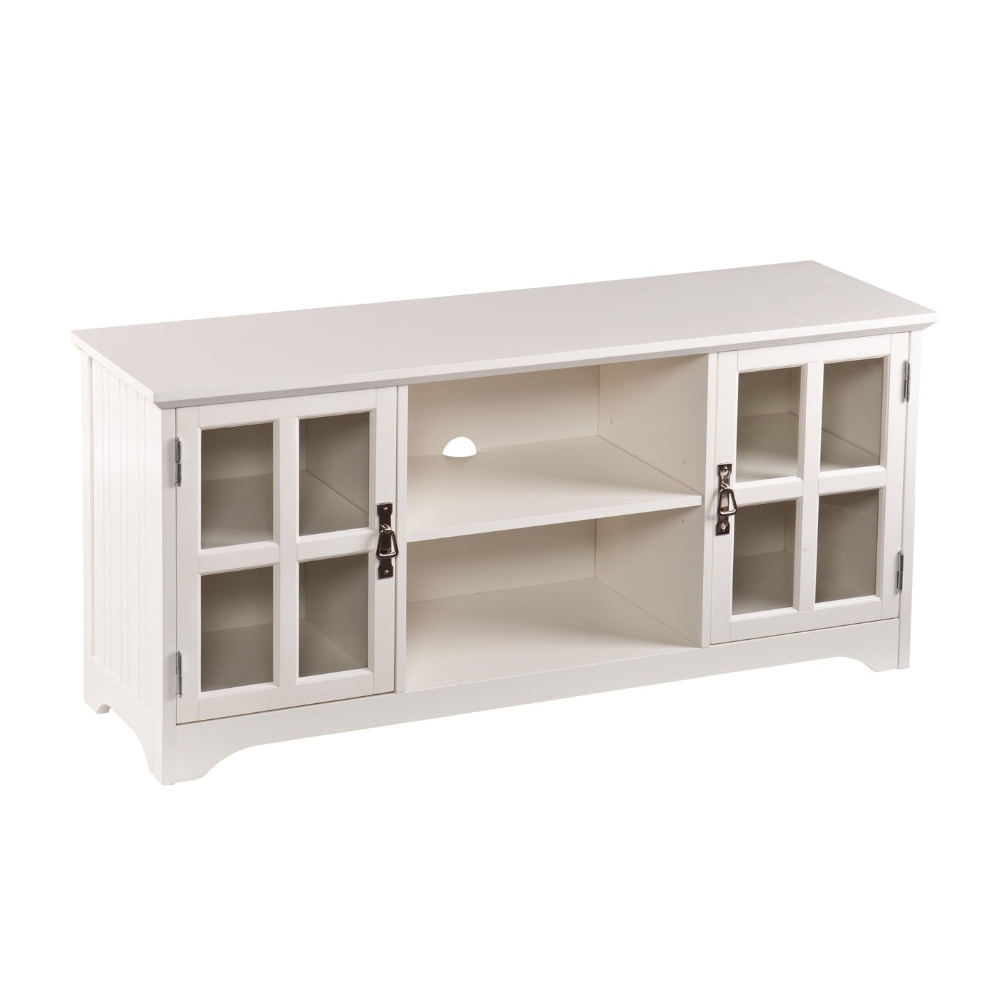 SEI Furniture - Remington TV Media Stand - White - Transitional Design, White Glass and Wood - Ideal for Living Room, Family Room (MS9908)
