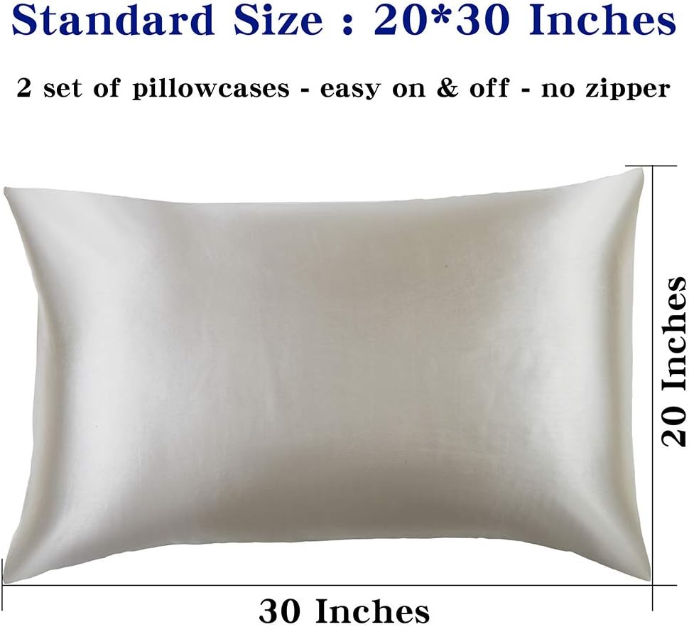 Lanest Housing Satin-Silk Pillowcase Queen, Beige Satin Pillowcase for Hair and Skin, Super Soft, Cooling