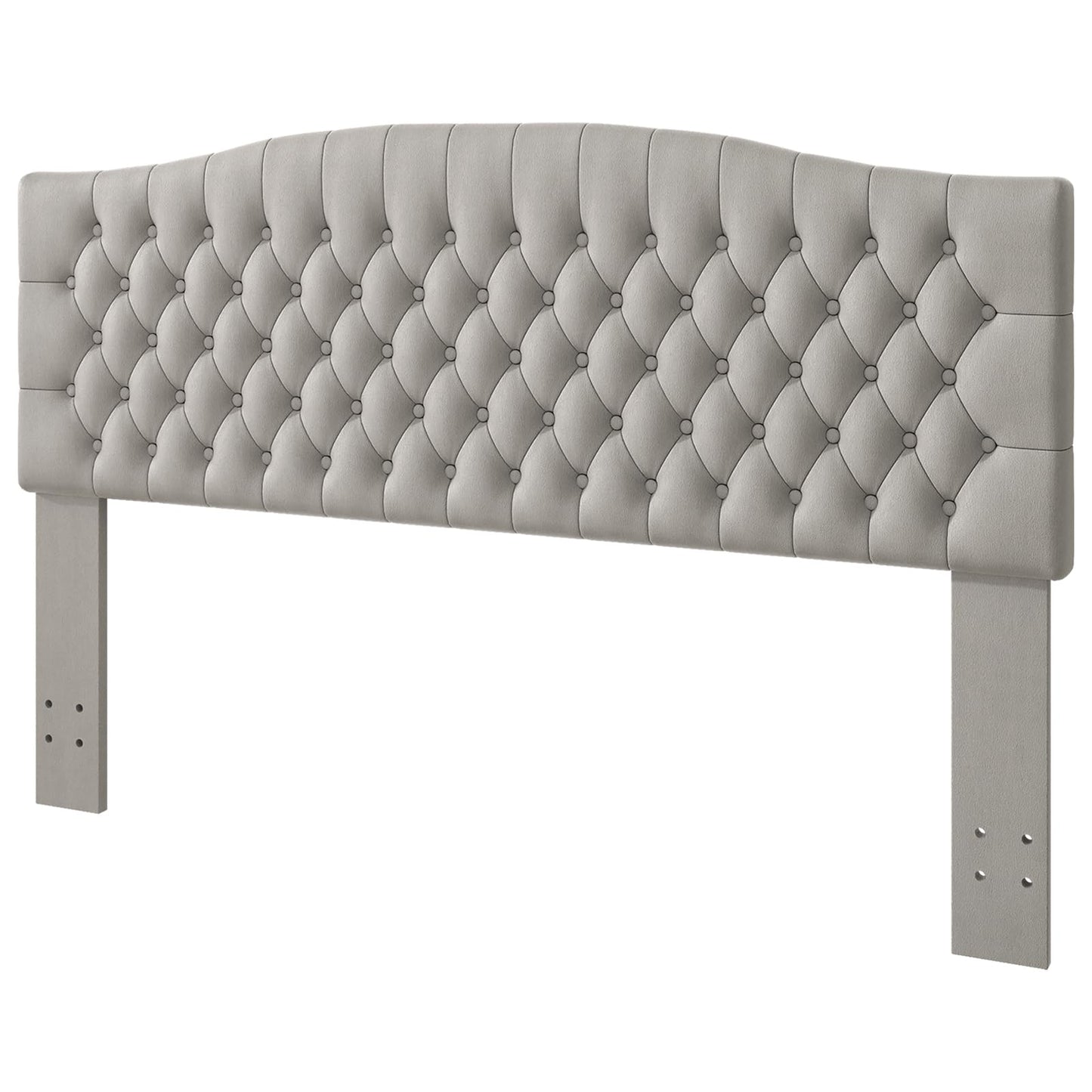 Befurtori King Headboard Only, Upholstered Headboard for Adjustable Bed Velvet Tufted Cal King Size Wall Mounted Head Board with Solid Wood Legs Head Board, Silver Gray