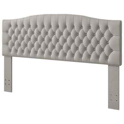 Befurtori King Headboard Only, Upholstered Headboard for Adjustable Bed Velvet Tufted Cal King Size Wall Mounted Head Board with Solid Wood Legs Head Board, Silver Gray