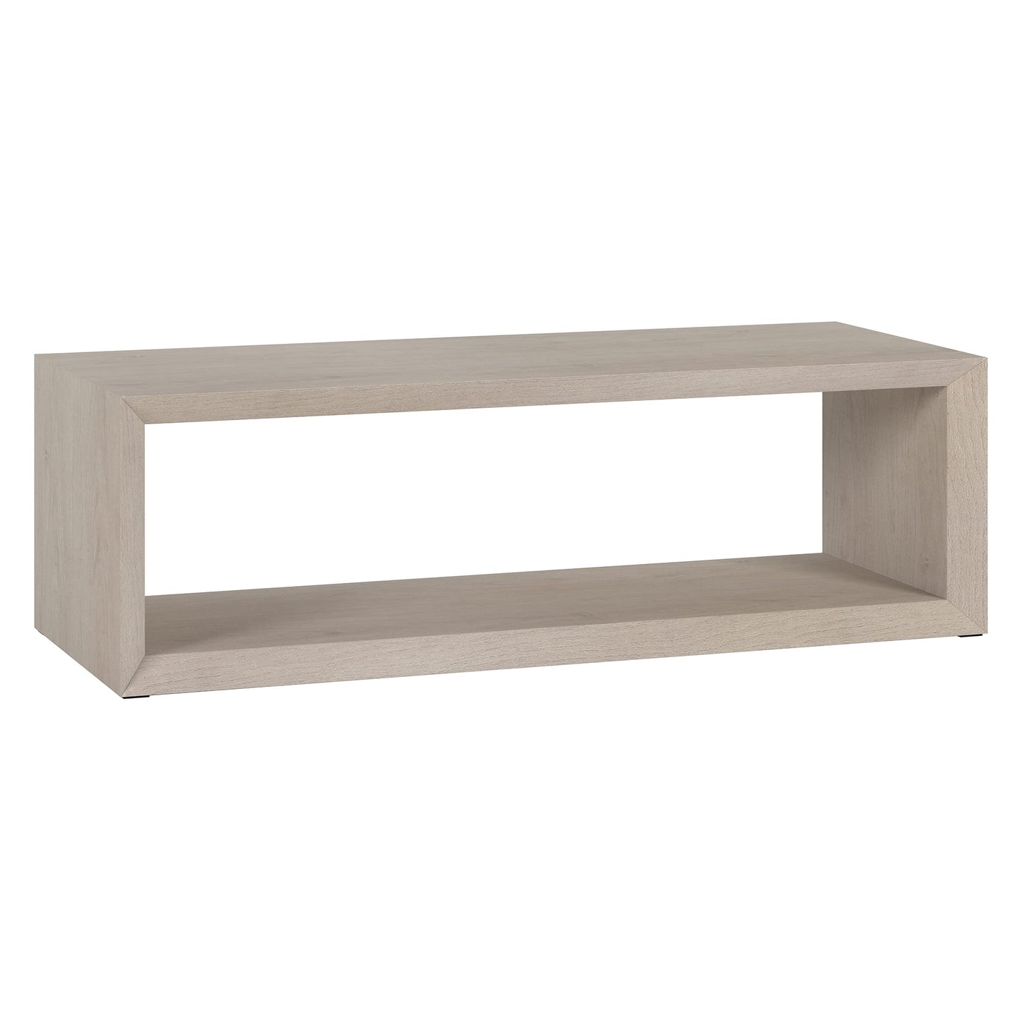 Henn&Hart 58" Rectangular Coffee Table with Open Storage Shelf for Living Room, Family Room, or Office, Beech White