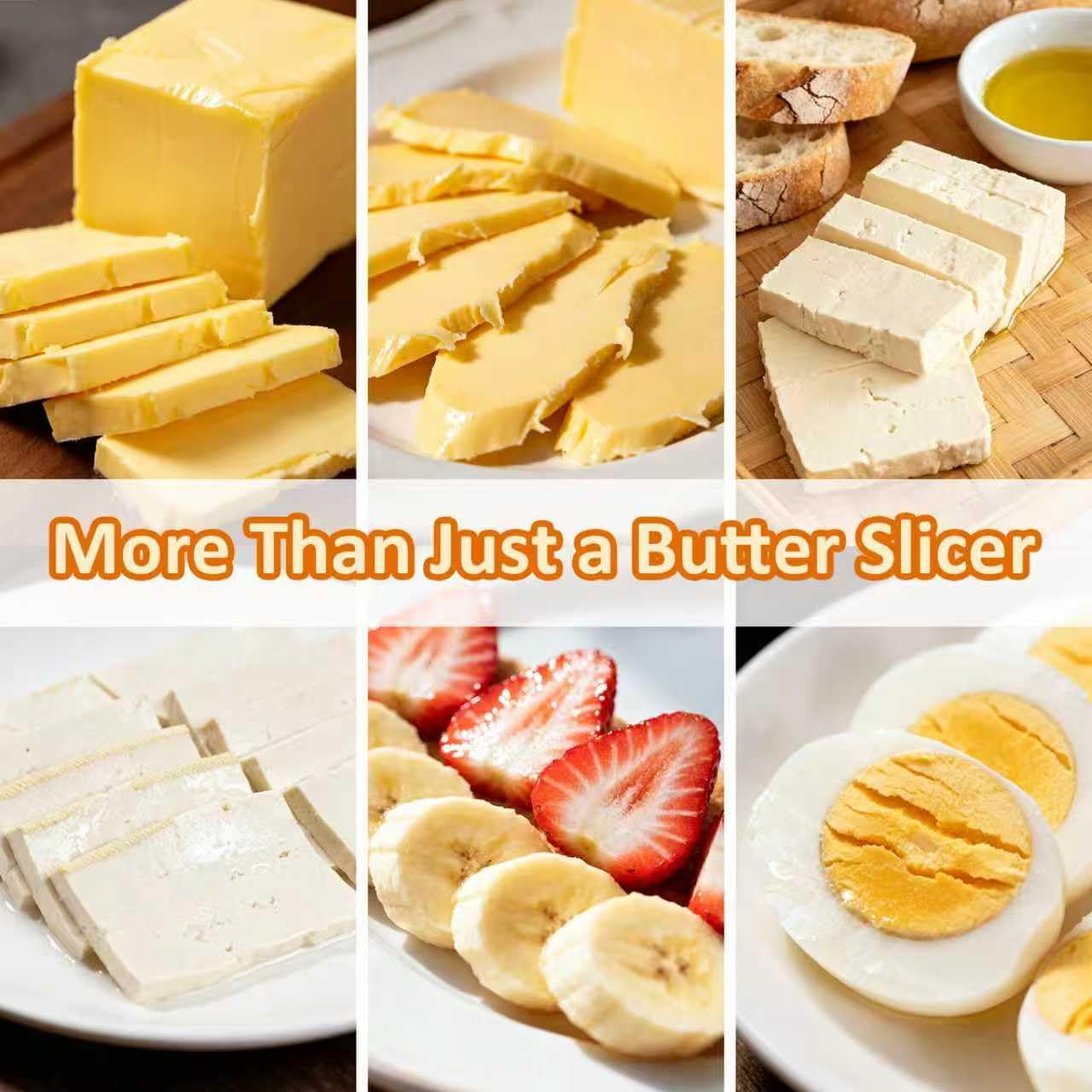 ZxlFiersp Butter &Cheese Cutter, Adjustable thickness Stainless Steel Wire Cheese Slicer,Butter Slicer for Squares,Multipurpose Handheld Food Measuring Dispensers For Block Cheese, Butter,Soft Foods