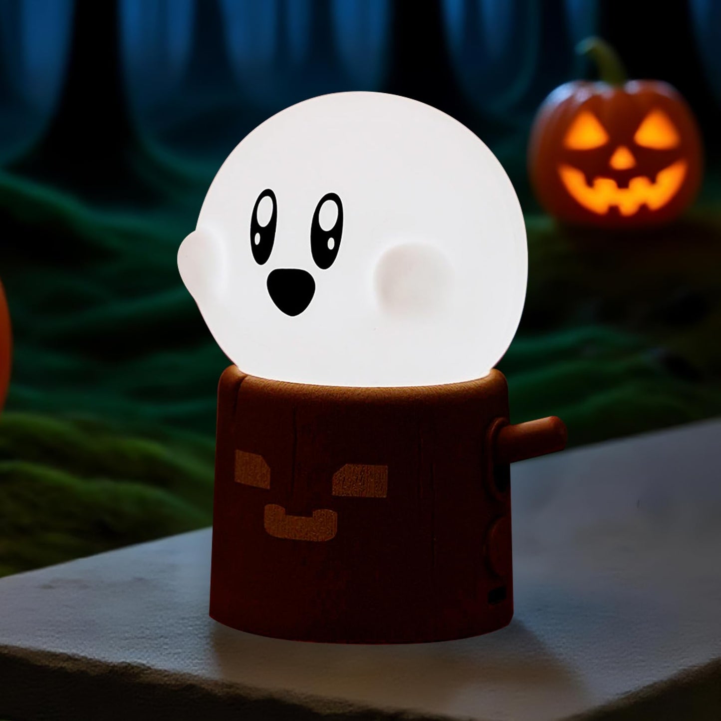 Cute Ghost Campfire Lamp, Halloween Decor,Kids Night Light，Adjustable Dimmable Rechargeable Night Light for Kids, Girls, Boys Gifts,Halloween,Christmas Decorations