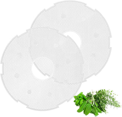 Flexzion 12 Inch Dehydrator Tray Liners, Reusable Non-Stick Plastic Mesh Screen Dryer Sheets, 2 Pack