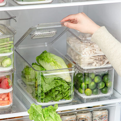 SANNO Vegetable Fruit Containers Fridge Containers,Freezer Produce Saver Refrigerator Organizer Bins with Vented Lids And Drain Tray For Pantry Fridge Freezer Cabinet Kitchen Organization