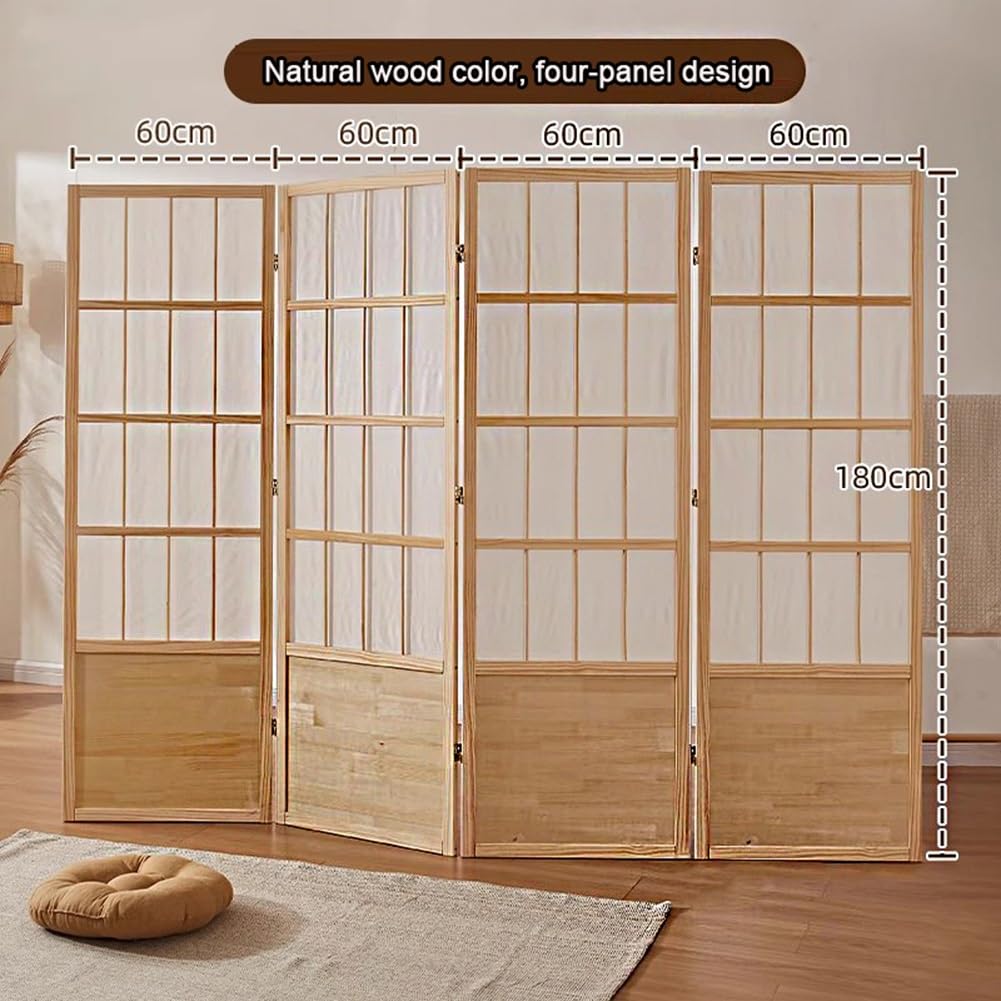 Folding Japanese Shoji Screen Partition, Portable Room Divider for Home Office, Dining Room, and Bedroom
