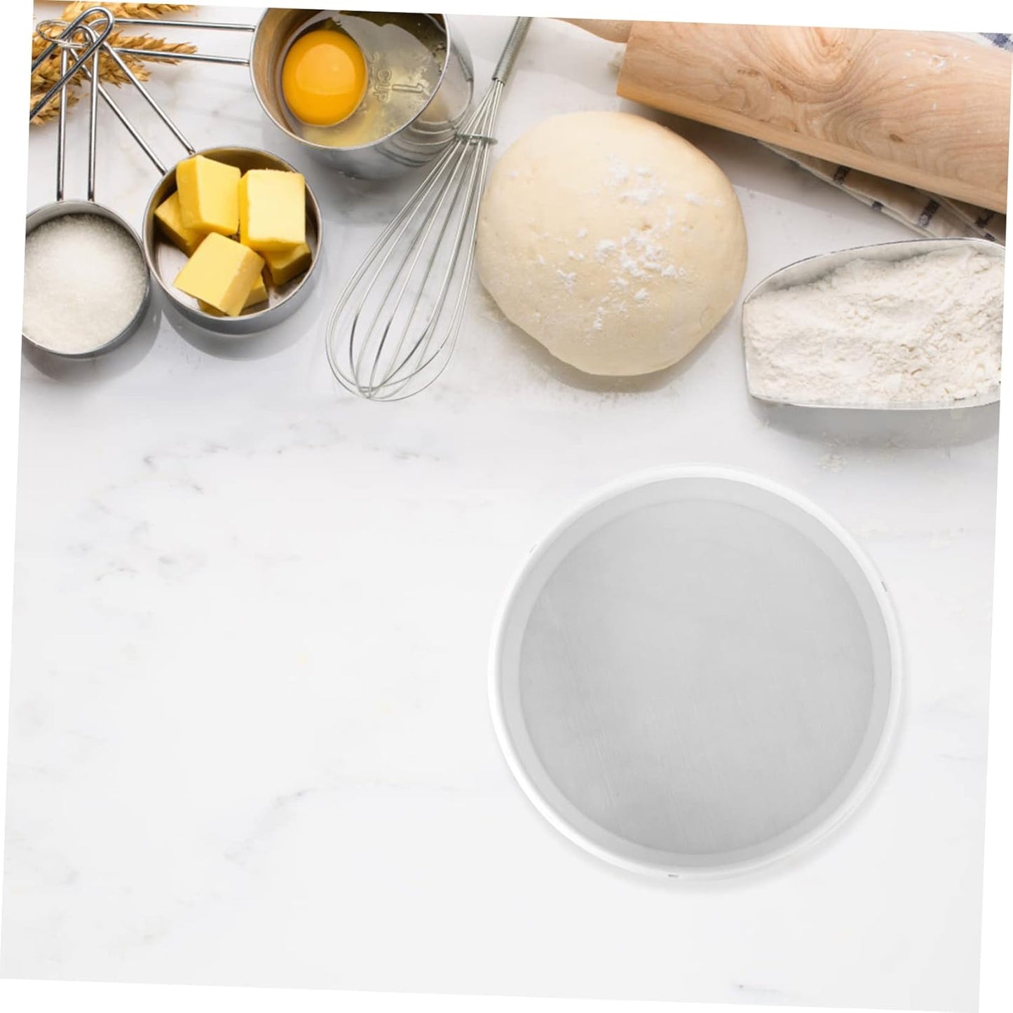 Round Sifter - 1pc Plastic Flour Sieve, Stainless Steel Colander, Ultra Fine Mesh Strainer