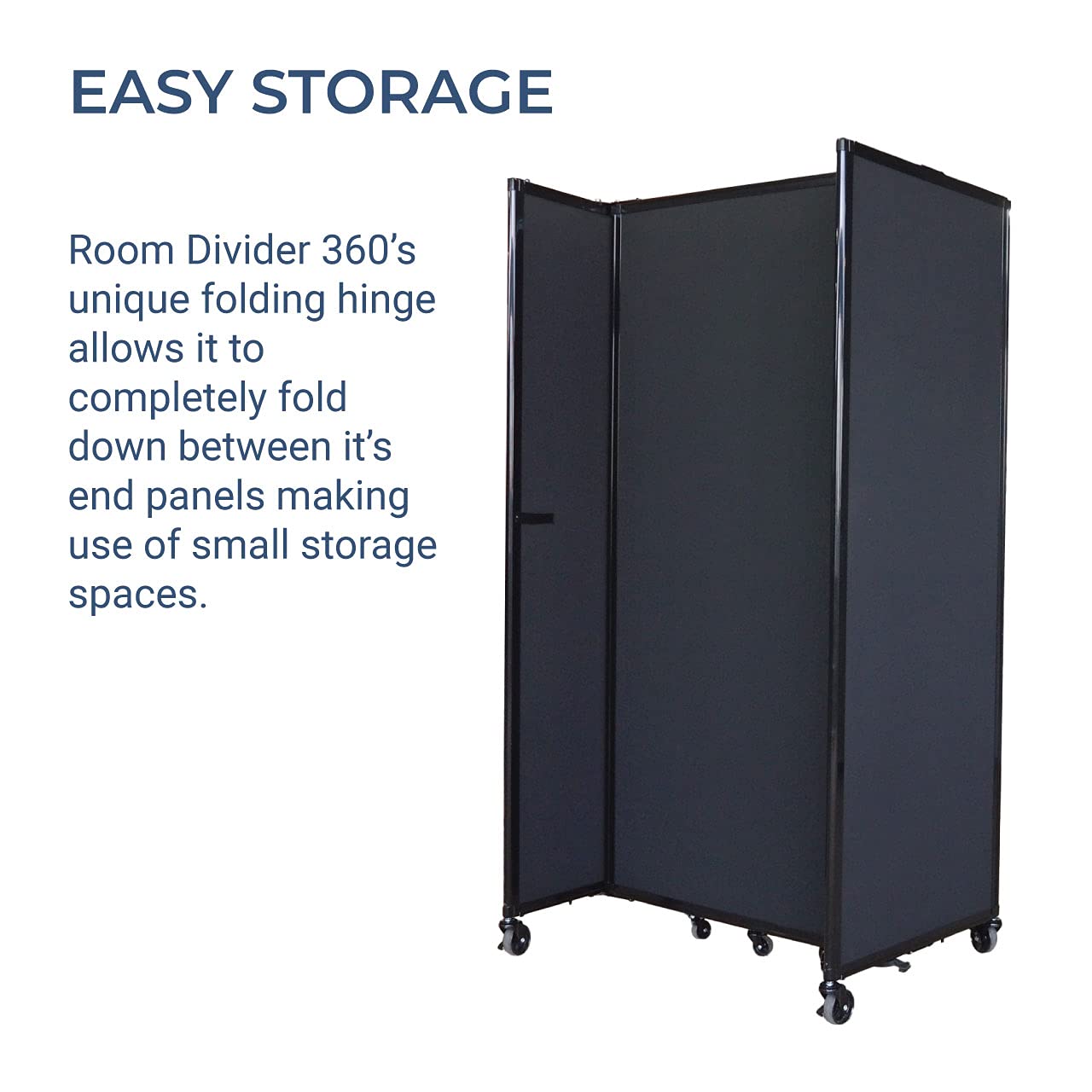 Versare Polycarbonate Room Divider 360 Portable Wall Partition | Freestanding Office Dividers | Locking Wheels | Privacy Screen Panels - 14' x 6' Dark Gray Thermoplastic Polymer