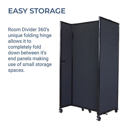 Versare Polycarbonate Room Divider 360 Portable Wall Partition | Freestanding Office Dividers | Locking Wheels | Privacy Screen Panels - 14' x 6' Dark Gray Thermoplastic Polymer