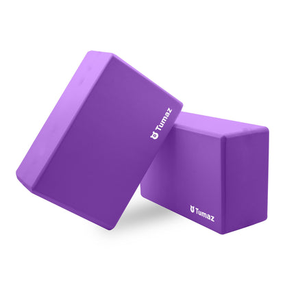 Tumaz Non-Slip Yoga Blocks 2-Pack - High Density/Lightweight EVA Foam & Natural Cork for Stability, Premium Set with E-Book Included