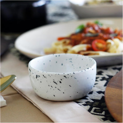 roro Exquisite Handmade Ceramic Stoneware Sauce Bowls, Set of 4, Speckled White, Microwave-Safe, Dishwasher-Safe