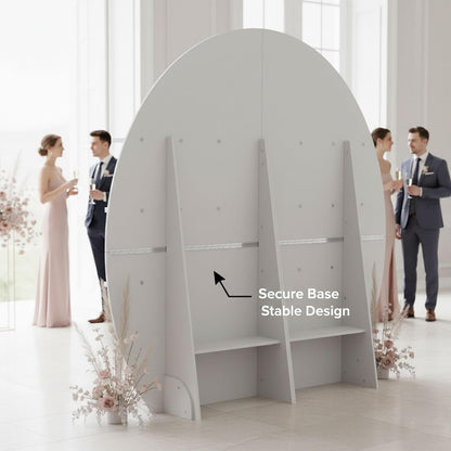 6.56FT Wooden Wedding Gift Display Arch, 6-Tier Champagne Wall Backdrop with Shelves for Party Favors, Escort Cards, Cupcakes & Desserts, Reusable Display Stand for Wedding Reception, Ceremony, Bridal Shower