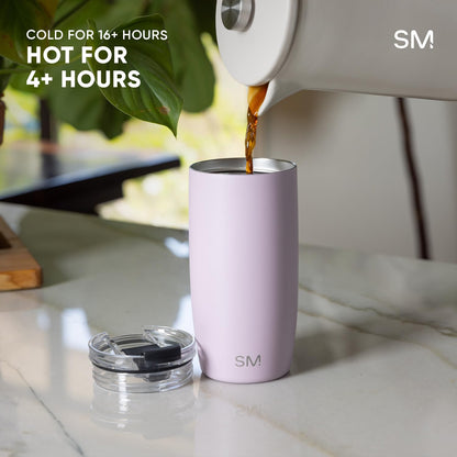 Simple Modern Voyager Tumbler with Flip Lid | Travel Coffee Mug | Insulated Stainless Steel Cold Brew Iced or Hot Coffee Cup | Gifts for Women Men Her Him | 12oz, Almond Birch