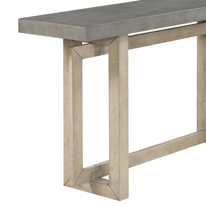 Merax Wood Entryway Console Table, Modern Line Frame with Industrial Concrete Top, for Living Room/Hallway/Foyer, Grey