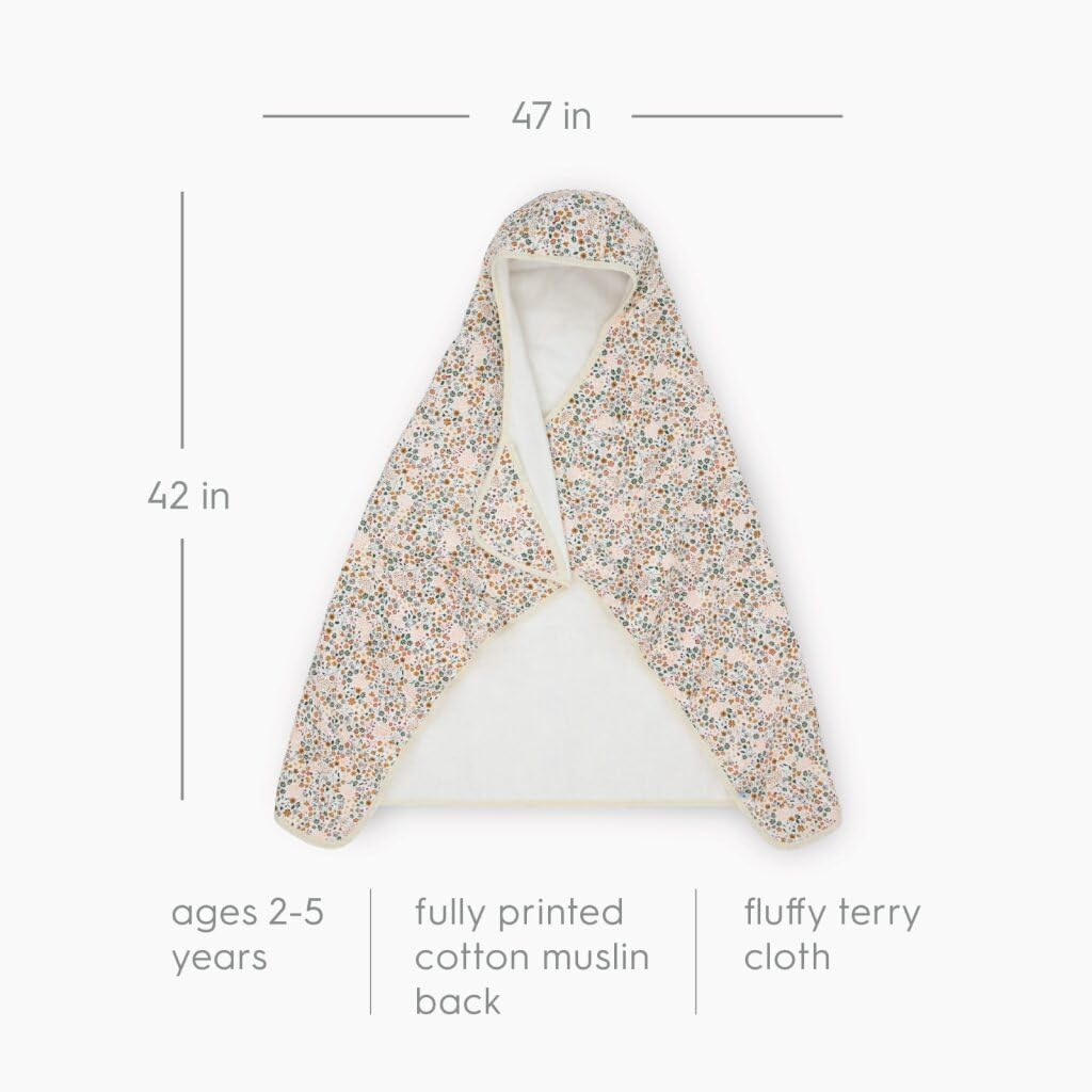 1-6 Little Unicorn Hooded Bath Towel | Absorbent Cotton & Terry Blend | Larger Size for Baby & Toddlers, Years (Pressed