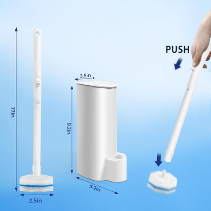Set 30 System-1 1 Caddy&30 Disposable Toilet Brush and Holder with Refills, Wall-Mounted Toilet Brush, Toilet Cleaning