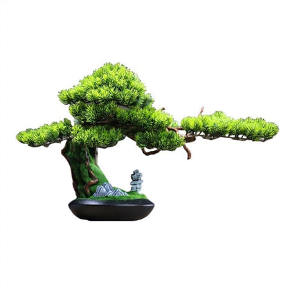 GRFIT Bonsai Artificial Tree Ornaments Simulation Luxury Light China, Entryway Cabinet Decorations, Office Landscaping, Hotel, Carving Wood Root Artificial Tree Plant