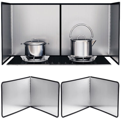 Splatter Guard for Stove 2 Pack 2-Sided Foldable Stainless Steel Oil Splash Board Anti Grease Nonstick Splatter Guard for Frying Stove Heat Insulation Board for Cooking（11.8 x 15.7 in）