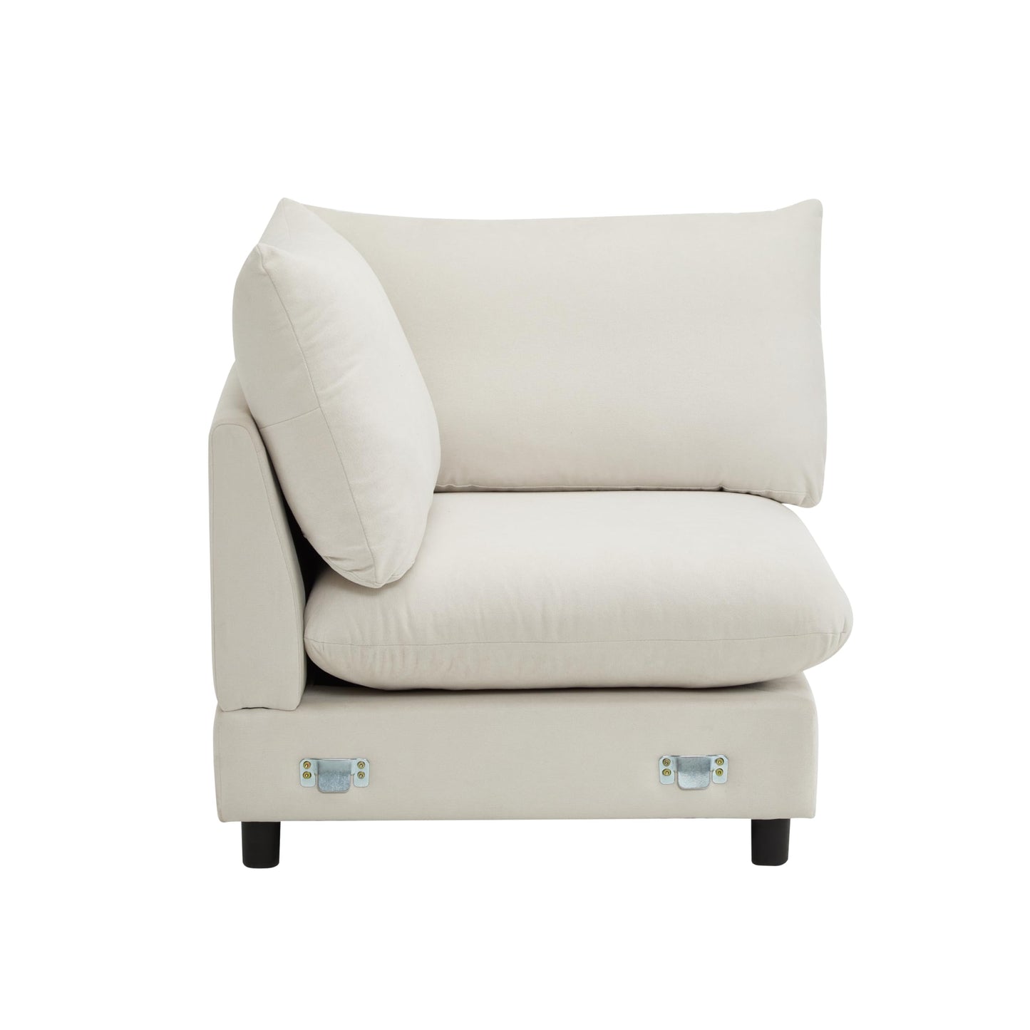 Christopher Knight Home Keria 4-Seater Sofa, Wooden Frame Modular Sectional Sofa, Upholstered Couch Set for Living Room, Soft Seating Lounge Sofa, Comfy Reading Chair Set, White Sand