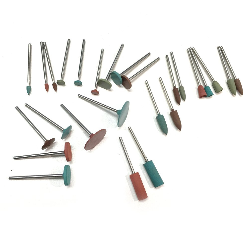 PHYHOO Polishing Burr Jewelry Polishing Rubber Rotary Tools Accessories Diamond-in-Rubber Emery Polishing Bit Set Metal, Glass, Stone, Tile 26 Pieces