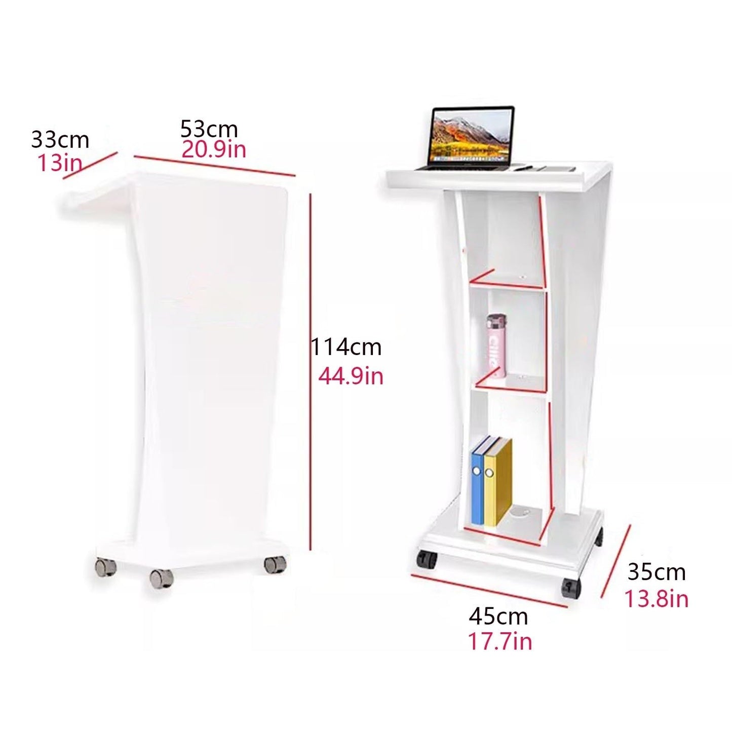 WZYPZFCL Podium, Light Brown Wooden Podium - Multi-Functional Presentation Stand & Laptop Table for Office, Church, Stage, Studio, Conference Room, Public Speaking, Meetings & Events