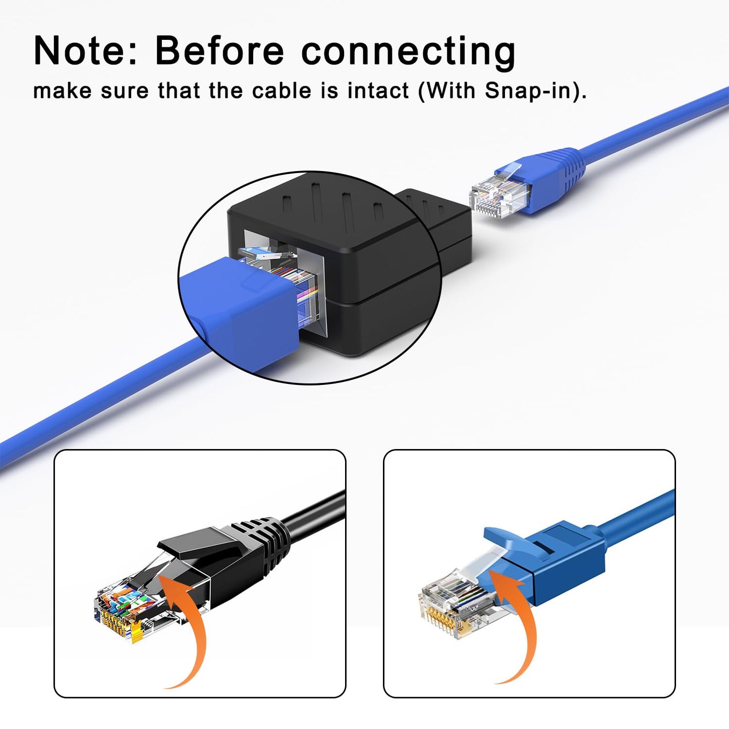 ZUZONG RJ45 Coupler Ethernet Coupler Inline Coupler for Cat8/ Cat7/ Cat6/ Cat5e/ Cat5 Ethernet Cable Extender Adapter for PC Router Modem PS5 Xbox Female to Female (6 Pack Black)