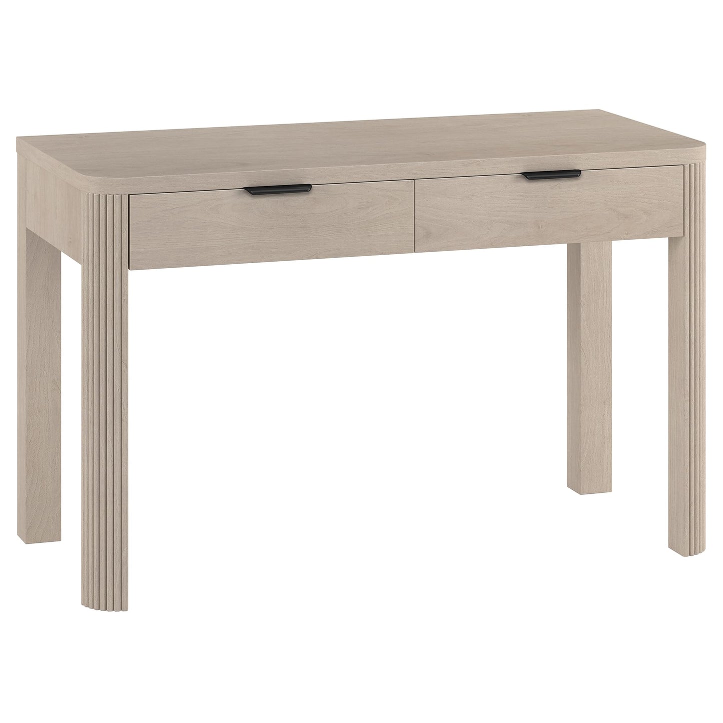 Henn&Hart 48" Fluted Modern Rectangular Wooden Home Office Desk Computer Desk Writing Table with Ribbed Legs and 2 Storage Drawers for Bedroom, Living Room, or Home Office, Beech White