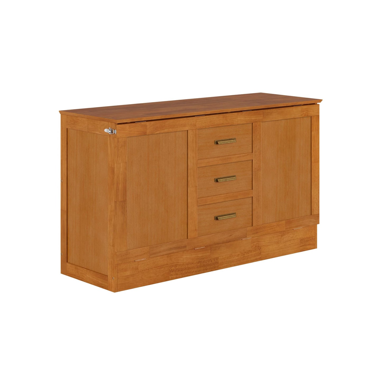 AFI, Charleston Queen Wood Murphy Bed Chest with 6" Mattress, Light Toffee