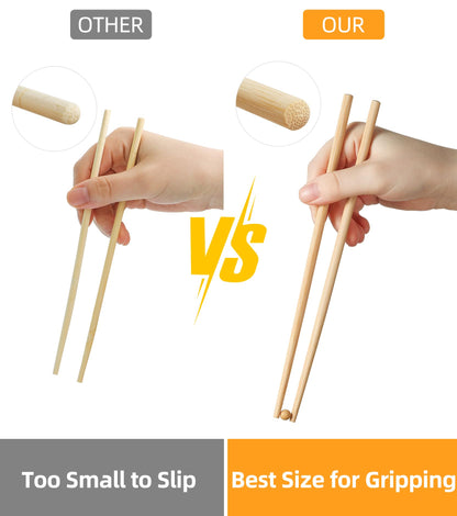 LOROTOCO 200Pairs Bamboo Chopsticks Disposable | Individually Wrapped | Bulk | Separated | Round | Premium Quality-（9.45in)