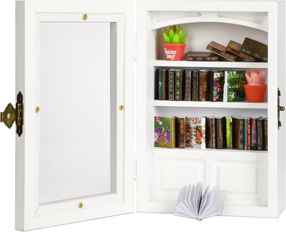 24 Anxiety Bookshelf with Real Mini Books, Unique Mini Book Shelf, Miniature Library Gifts for Book Lovers, Anxiety
