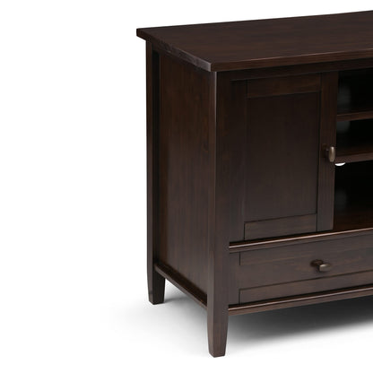 SIMPLIHOME Warm Shaker TV Stand - 47 inch Wide Solid Wood Media Console in Tobacco Brown, Transitional Entertainment Center for TVs up to 50 Inches with 2 Cabinets, 2 Drawers, and Cord Management
