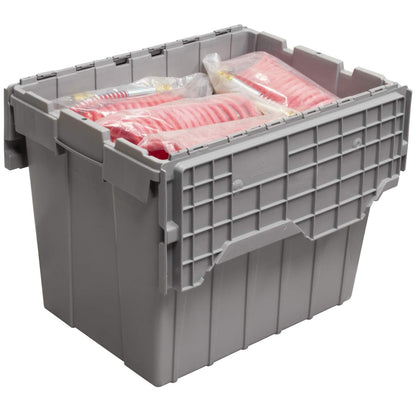 Akro-Mils 39170 Industrial Plastic Storage Tote with Hinged Attached Lid, (21-Inch L by 15-Inch W by 17-Inch H), Blue, (3-Pack)