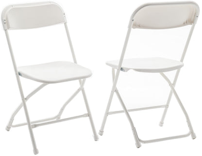 BTEXPERT Set of 50,Indoor Outdoor White Plastic Folding Chairs Stacking Steel Frame Commercial 650LB Weight Capacity Seating Home Yard Garden Wedding Event Party Picnic Dining Church School Portable