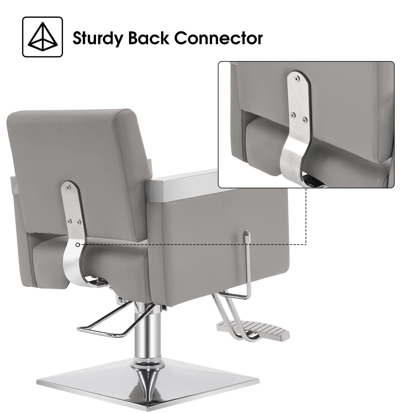 BarberPub Classic Recline Hydraulic Barber Chair Salon Spa Chair Hair Styling Beauty Equipment 3021 (Grey)