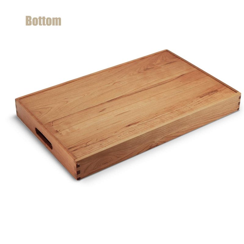 MAGIGO 22 x 14 Inches Large Rectangle Cherry Wood Ottoman Tray with Handles, Serve Tea, Coffee or Breakfast in Bed, Classic Wooden Decorative Serving Tray