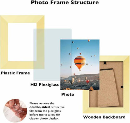 JCJMY Gold 3x4 Picture Frame - Wall Hanging & Tabletop Display | Shatter Resistant Plexiglass