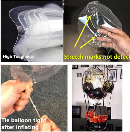 Clear Balloons for Stuffing, 15 Pack Wide Neck Pre Stretched Fillable BoBo Balloons