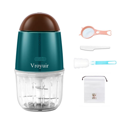 Mini Food Processor, Cordless Small Food Chopper & Blender for Meat,Vegetables,Fruit – 200W Portable,6 Sharp Blades–1.3 Cup (10 oz) Glass Container, Dishwasher Safe – Compact Kitchen Gadget (Green)