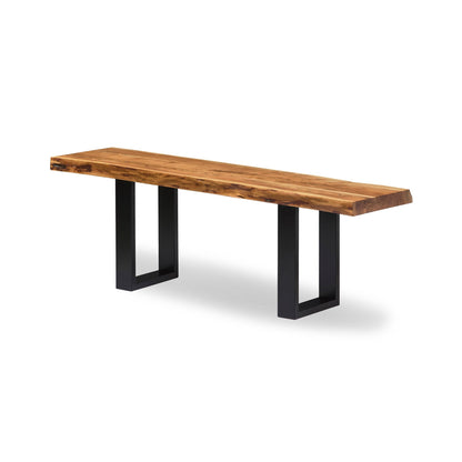 Alaterre Furniture Alpine Solid Wood Entryway Bench - 48 Inch Industrial Modern Bedroom Bench with Live Edge and Metal Legs - Furniture for Entryway, Dining Room, Kitchen, or Bedroom