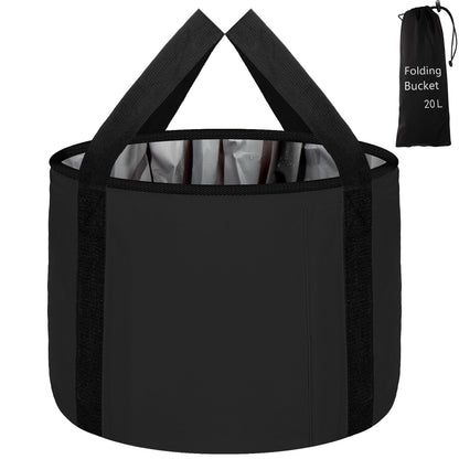 Foot Bath Basin 20L Collapsible Bucket, Portable Foot Soak Tub Feet Soaking Bucket for Outdoor Travel, Camping, Fishing(Black)