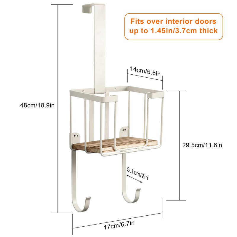 TJ.MOREE Over The Door/Wall Mount Ironing Board Hanger, Laundry Room Iron and Ironing Board Storage Holder, White