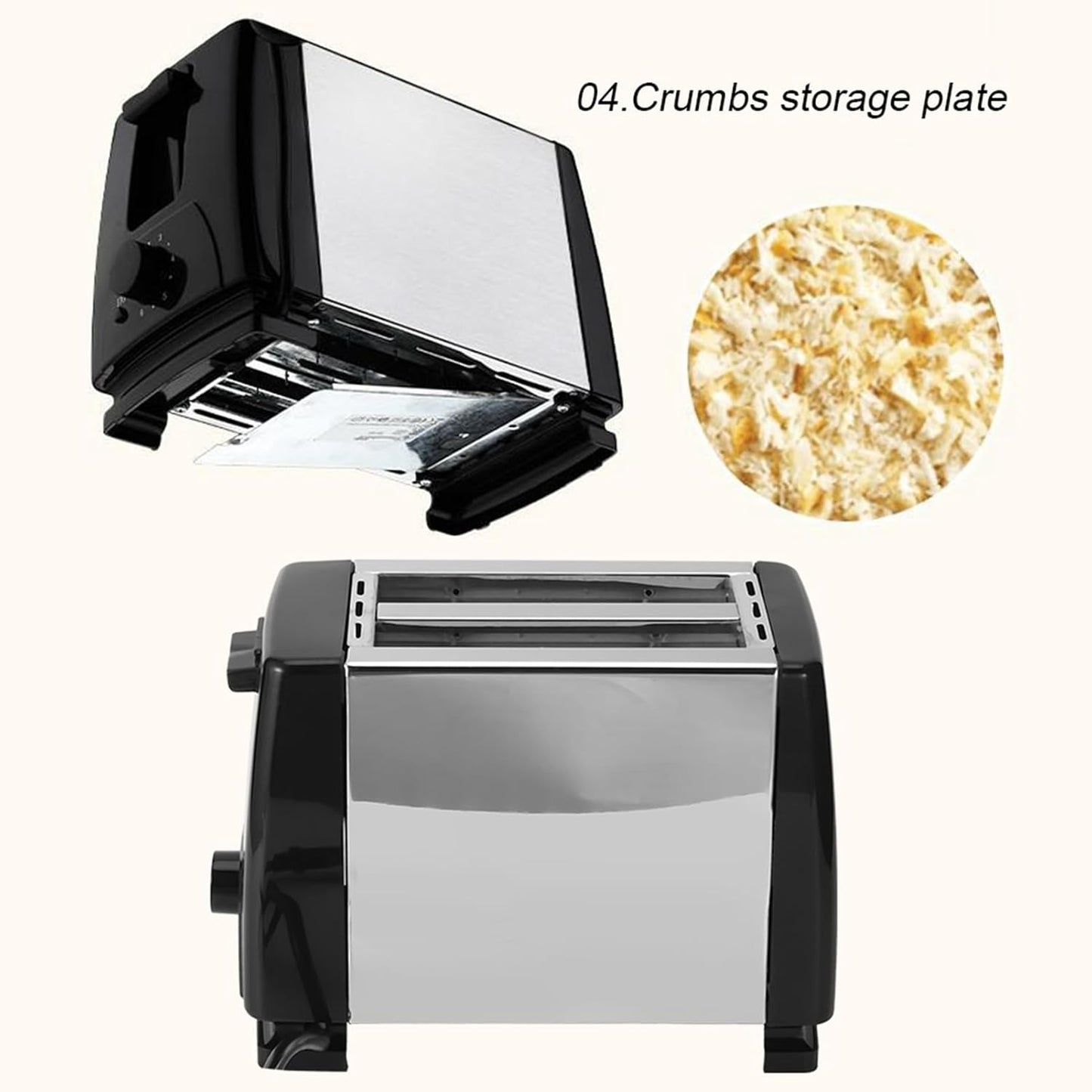Breakfast Machine Bread Toaster, 2 Slice Slim Body Design, EU Plug 220-240V for Home and Office Kitchen Supplies