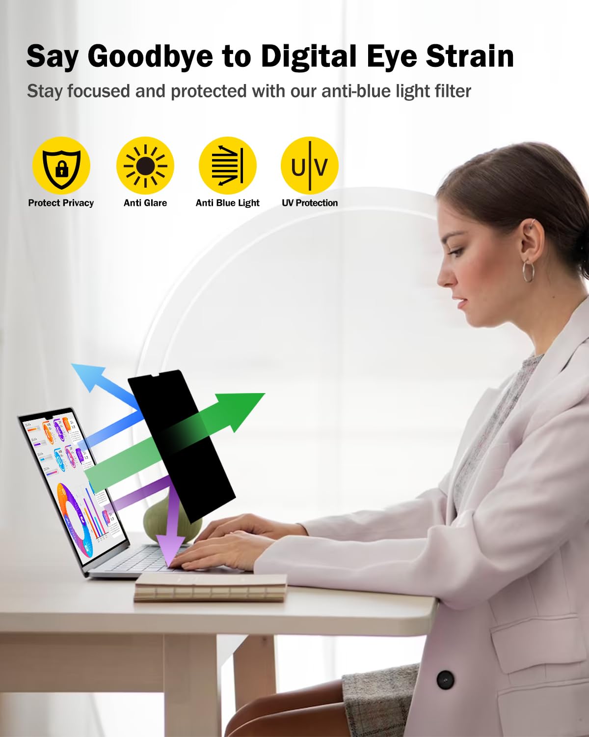 F FORITO 360° Privacy Screen Protector Compatible with MacBook Pro 14 inch (2024-2021, M4, M3, M2, M1, Pro,Max), Anti Peeping Anti Glare and Anti Blue Light Laptop Privacy Screen Shield