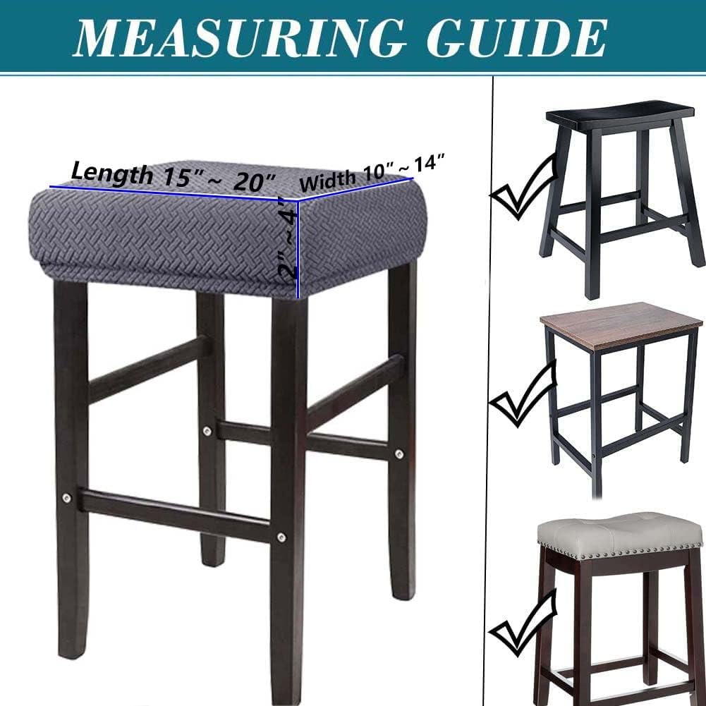LIULIWEIFA Set Counter 4pcs Bar Stool Slipcover - Rectangle Saddle Cushion Covers, Stretch Vanity Stool Chair Covers