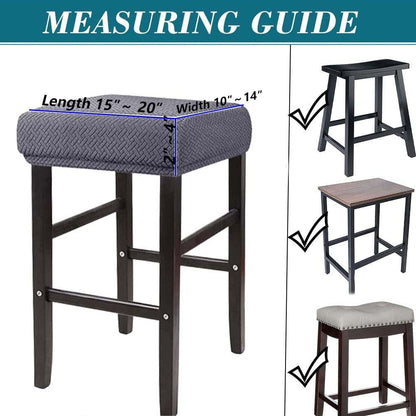LIULIWEIFA Set Counter 4pcs Bar Stool Slipcover - Rectangle Saddle Cushion Covers, Stretch Vanity Stool Chair Covers